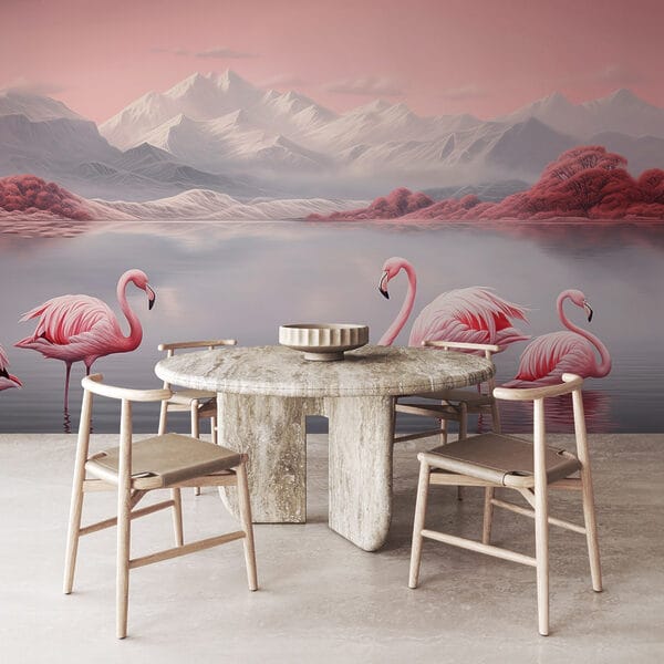 Two flamingos standing in water Two flamingos standing in water