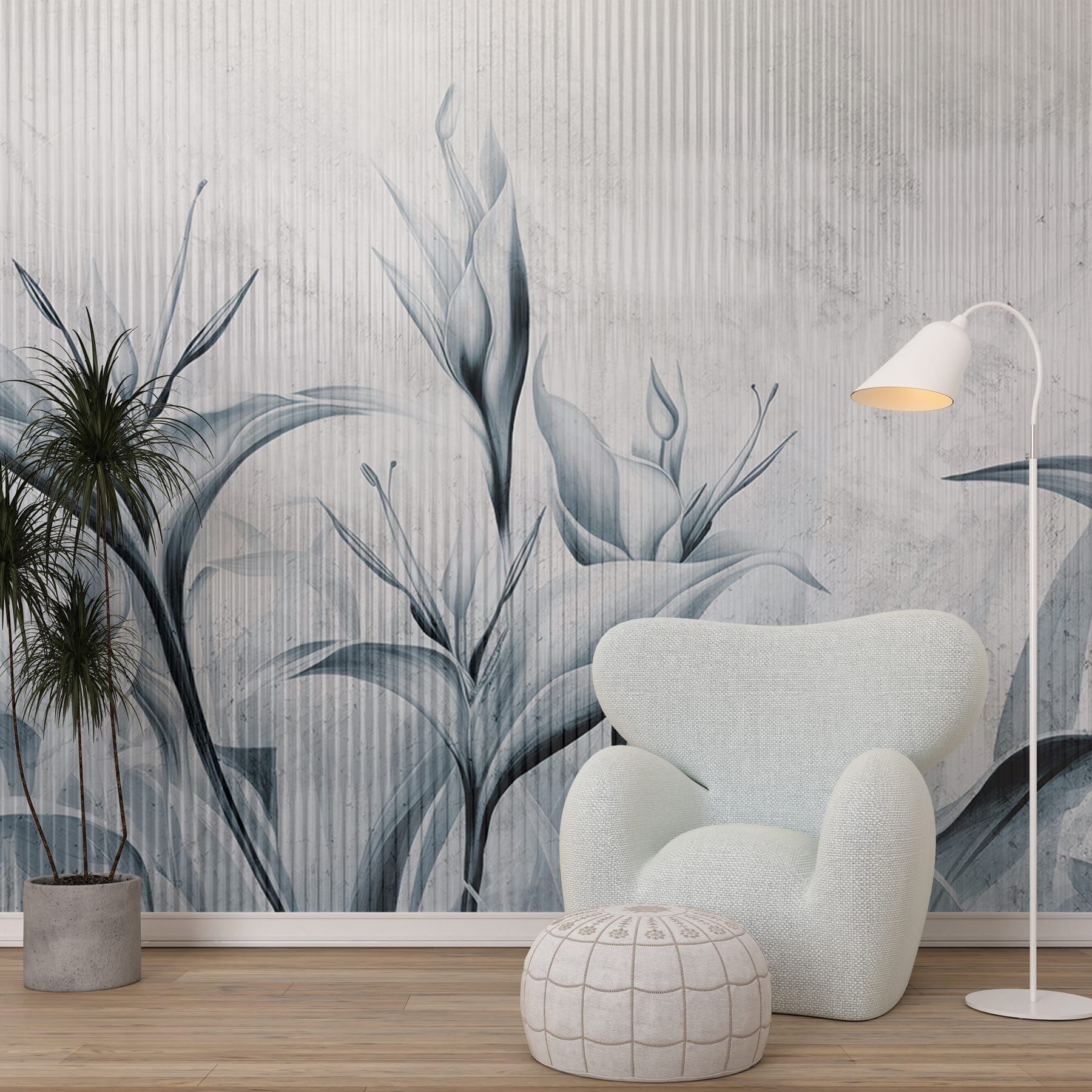 Painting of flowers on a wall