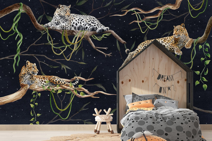 Wall murals Group of leopards lying on branches - Image 4