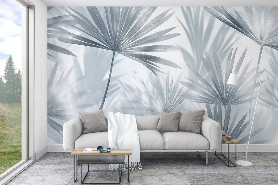 Soft shadows of delicate palm leaves.