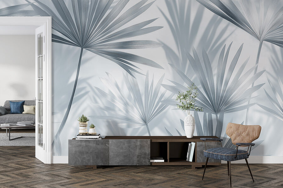 Soft shadows of delicate palm leaves.