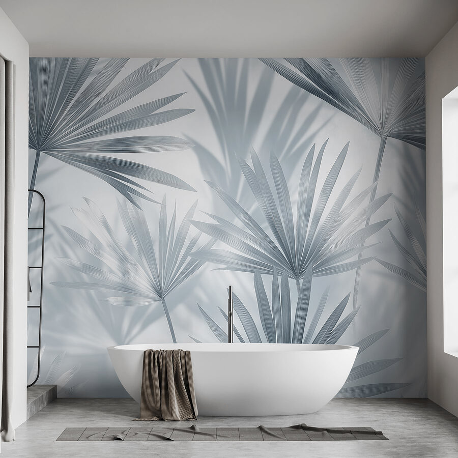 Soft shadows of delicate palm leaves.