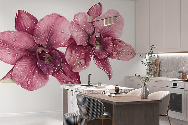 Delicate blooms adorned with droplets Delicate blooms adorned with droplets