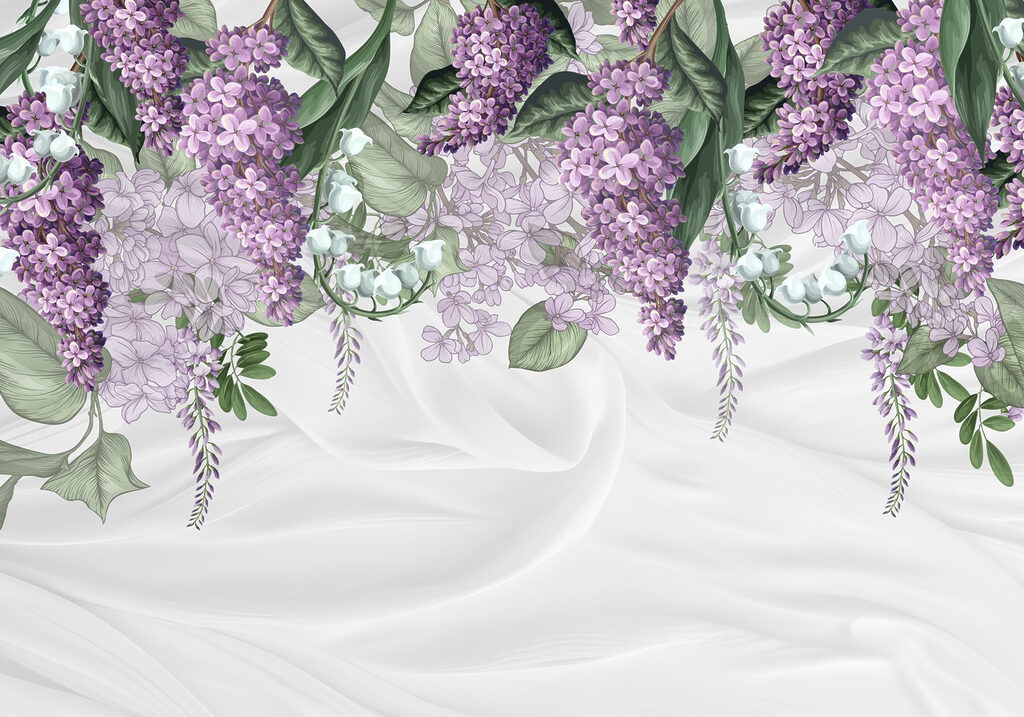 Lavender blooms on soft fabric background Lavender blooms on soft fabric background