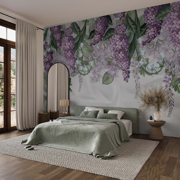 Lavender blooms on soft fabric background Lavender blooms on soft fabric background