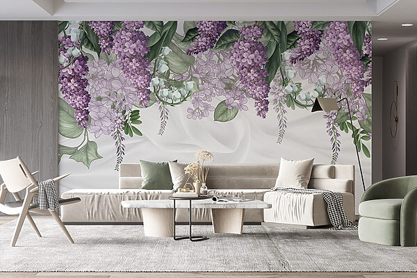 Lavender blooms on soft fabric background Lavender blooms on soft fabric background