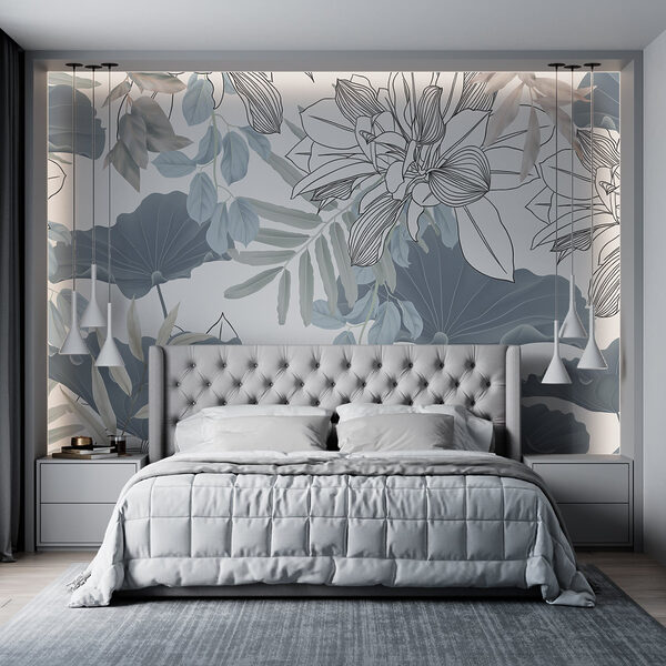 Wall murals Floral pattern with leaves and flowers (SKU: w08827) Wall murals Wall murals Floral pattern with leaves and flowers (SKU: w08827)