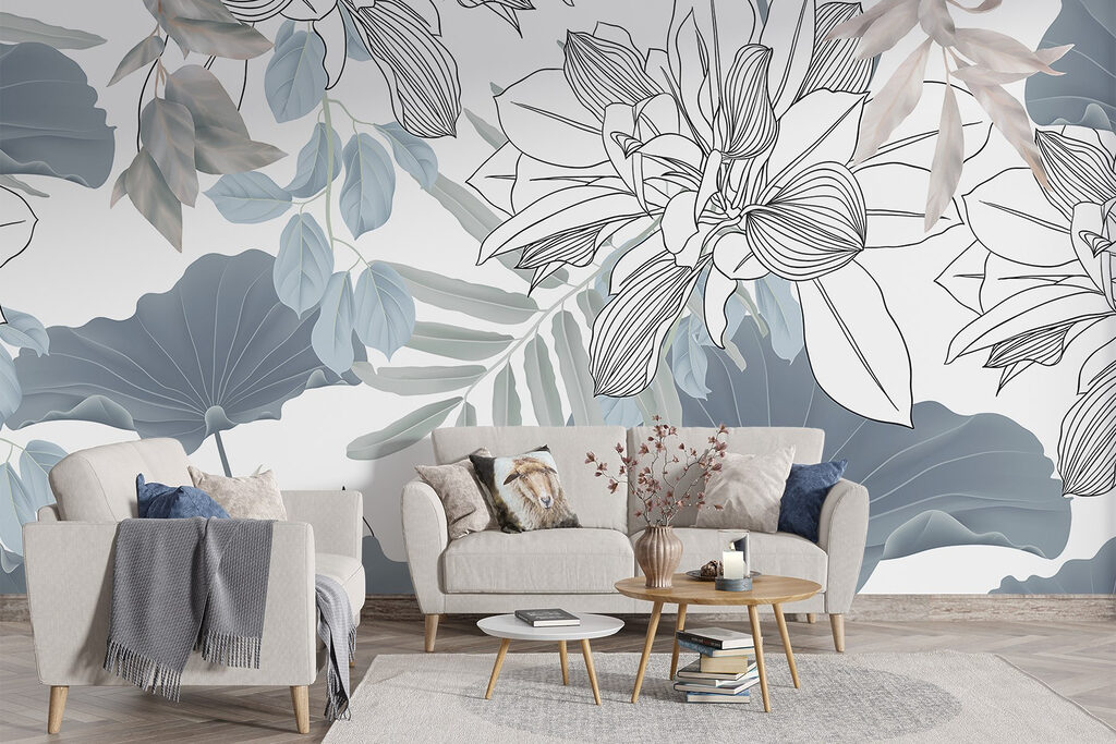 Floral pattern with leaves and flowers Floral pattern with leaves and flowers