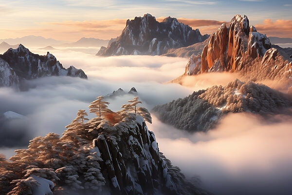 Mountain range with snow and clouds w08807p 600x400 - Mountain range with snow and clouds - tegory