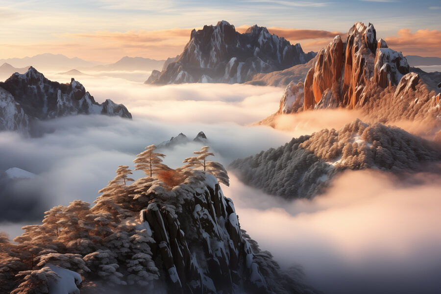 w08807p 900x600 - Mountain range with snow and clouds - tegory