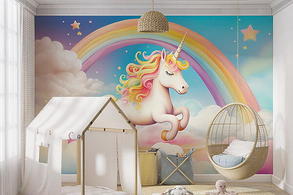 Unicorn with rainbow and clouds Unicorn with rainbow and clouds