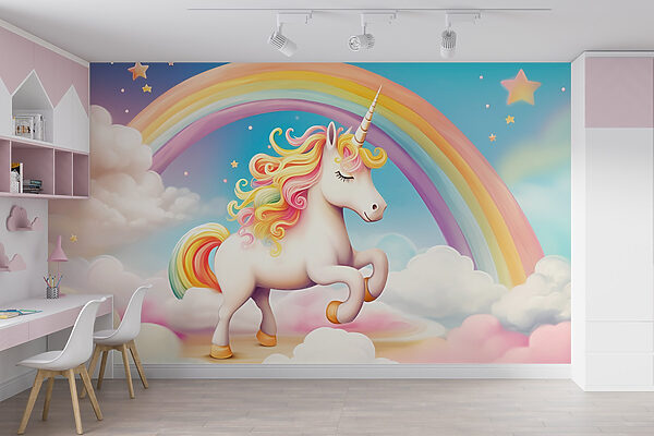 Unicorn with rainbow and clouds Unicorn with rainbow and clouds