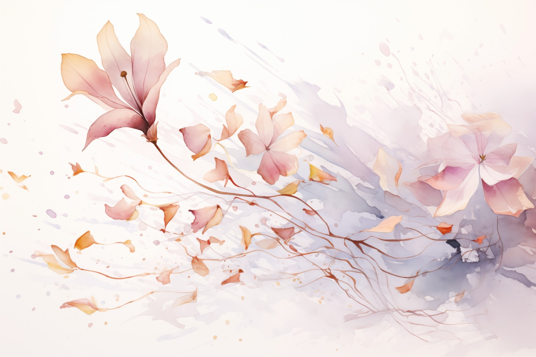 Watercolor of flowers and leaves Watercolor of flowers and leaves