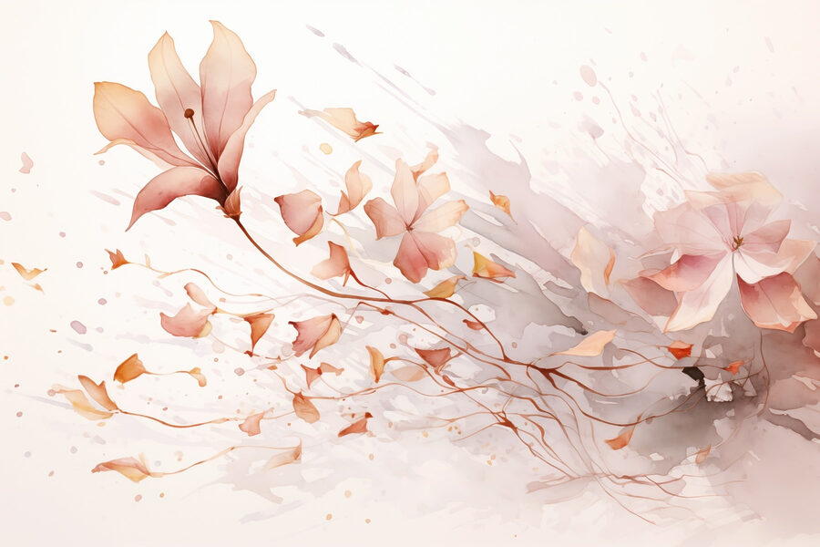 Painting of flowers and leaves