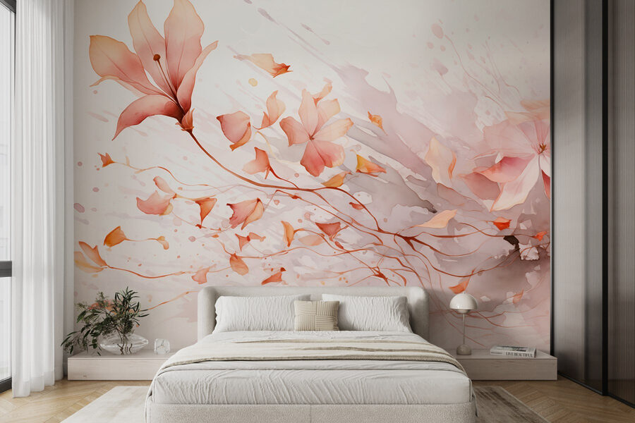 Painting of flowers and leaves