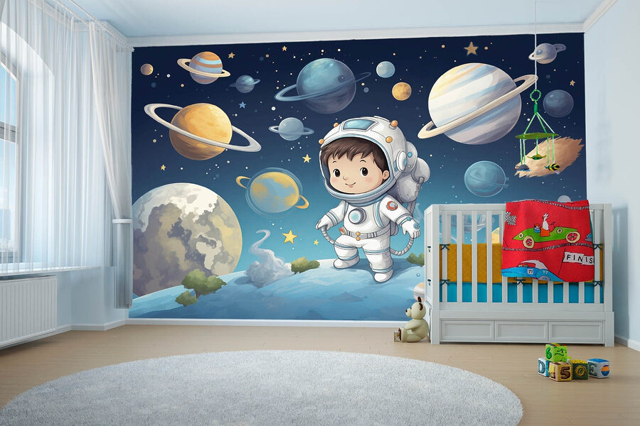 Cartoon of a boy in a space suit