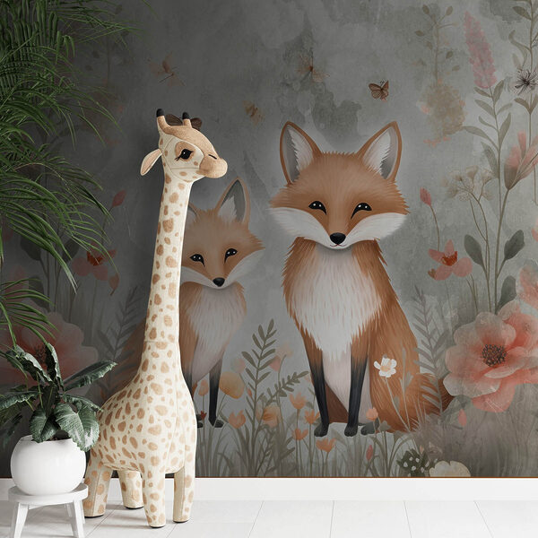 Two foxes in a field of flowers Two foxes in a field of flowers