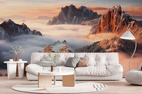 Mountain range with snow and clouds Mountain range with snow and clouds