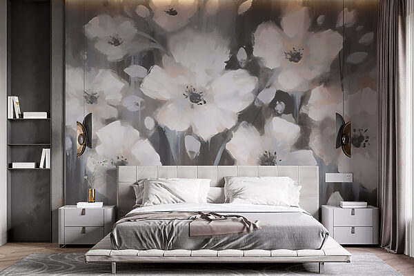 Painting of white flowers Painting of white flowers