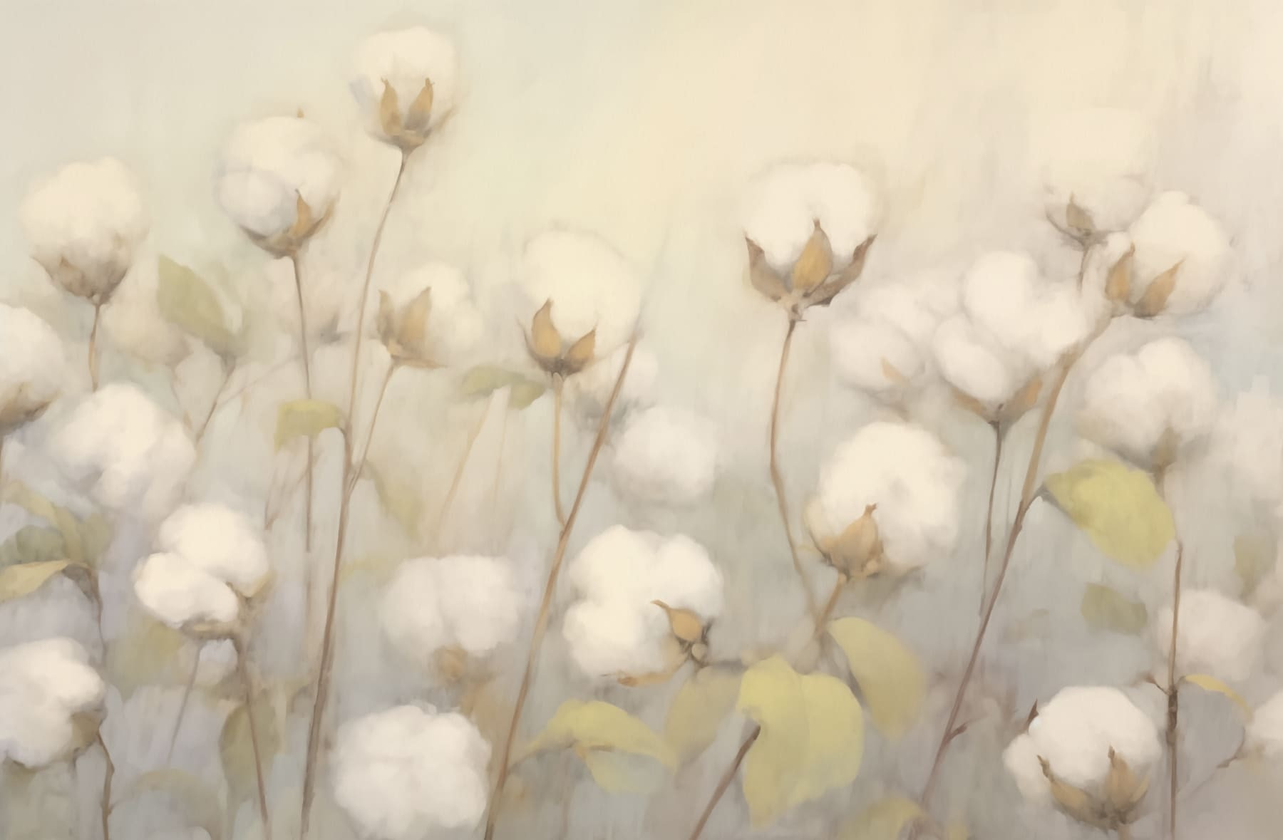 Painting of cotton flowers Painting of cotton flowers