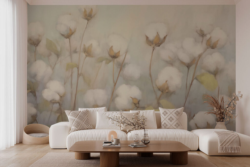 Painting of cotton flowers