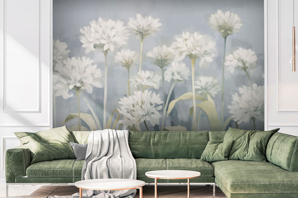 Painting of white flowers Painting of white flowers