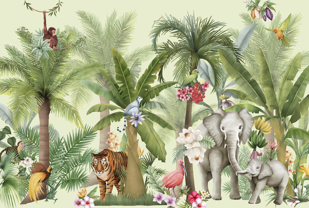 Wallpaper with animals and birds Wallpaper with animals and birds