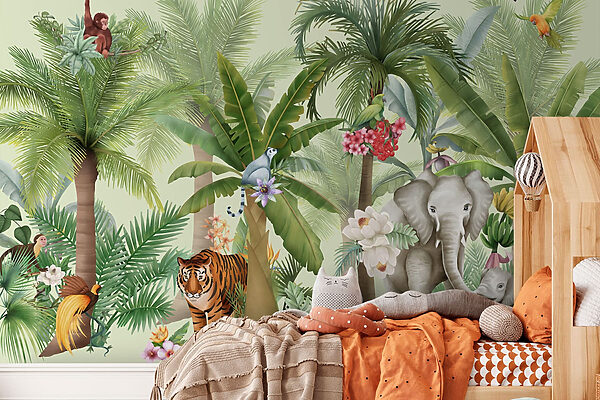 Wallpaper with animals and birds Wallpaper with animals and birds