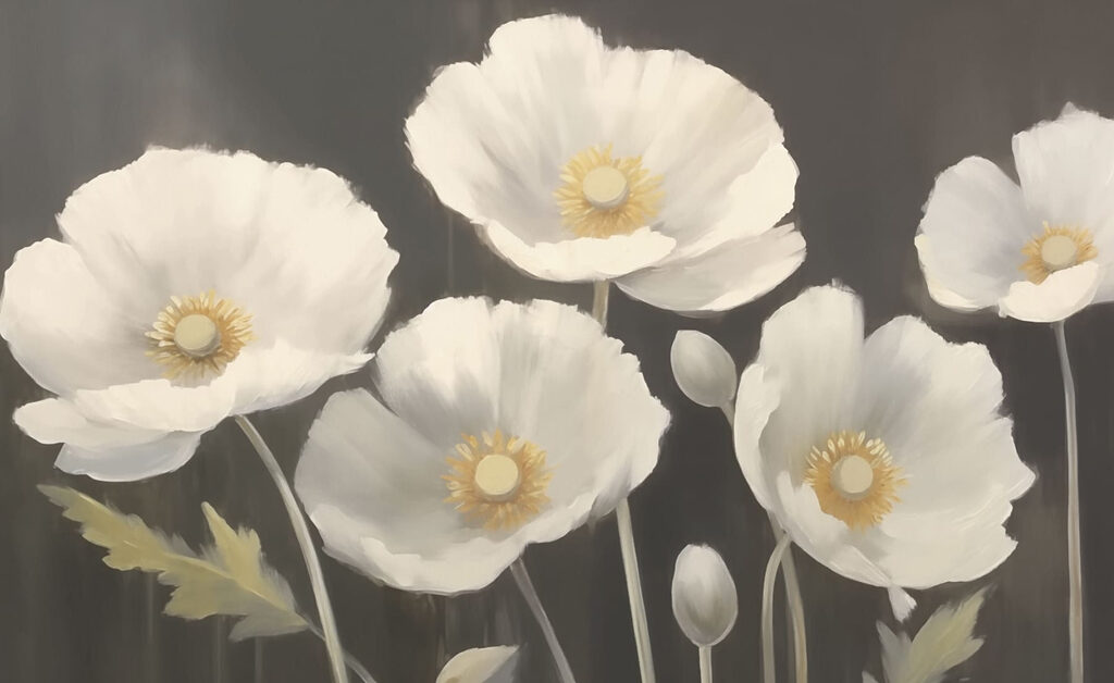 Painting of white flowers Painting of white flowers