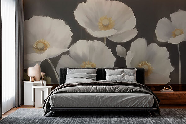 Painting of white flowers Painting of white flowers