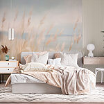 Wall mural Tall grass with a body of water in the background