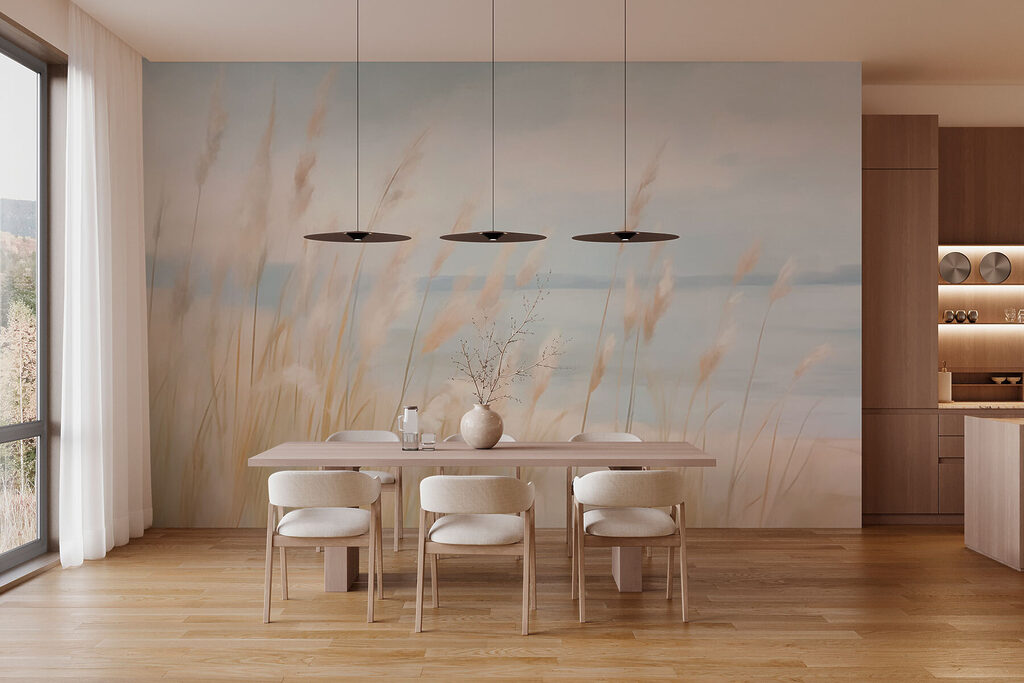 Tall grass with a body of water in the background Tall grass with a body of water in the background