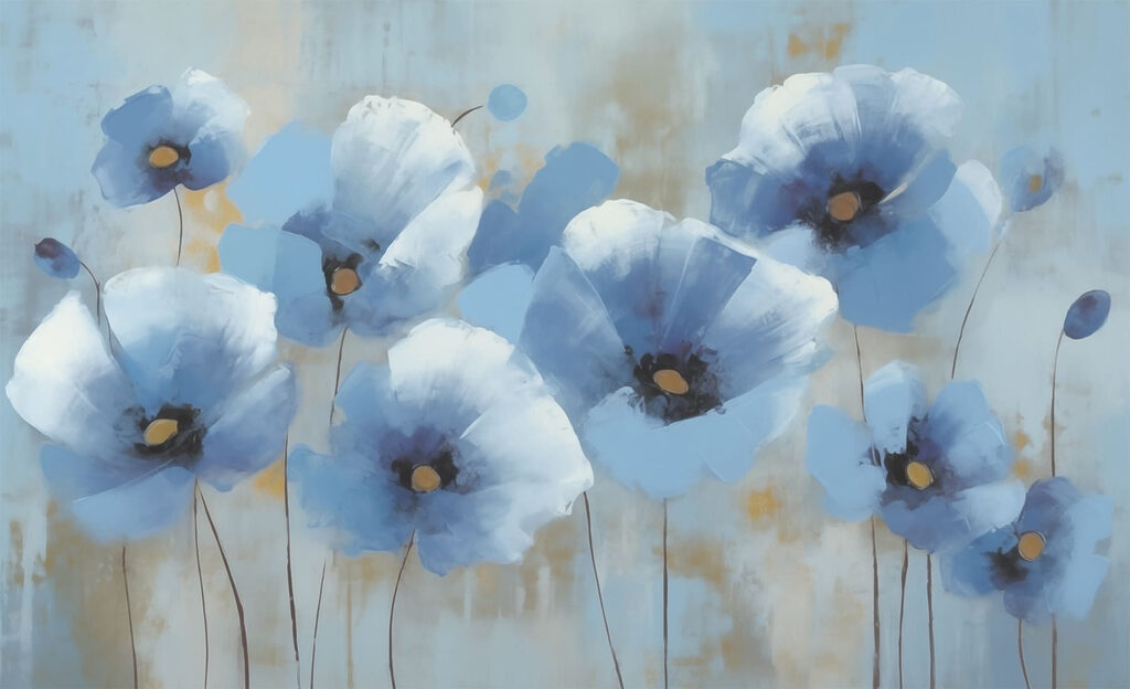Painting of blue flowers Painting of blue flowers