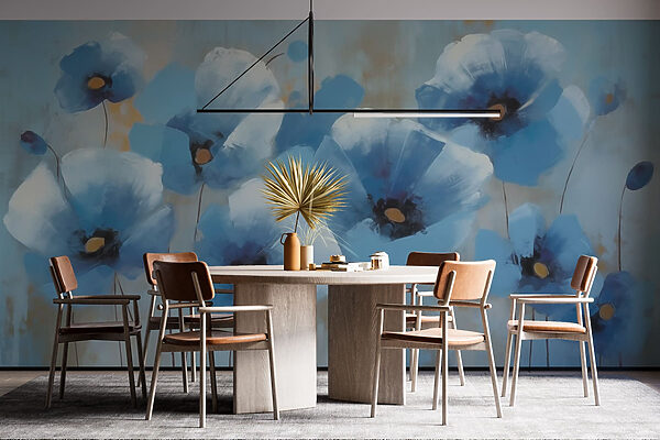 Painting of blue flowers Painting of blue flowers