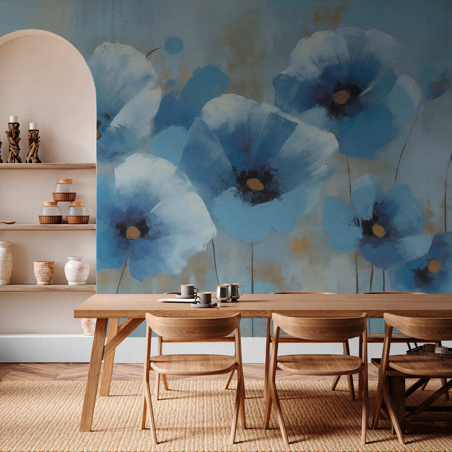 Painting of blue flowers Painting of blue flowers