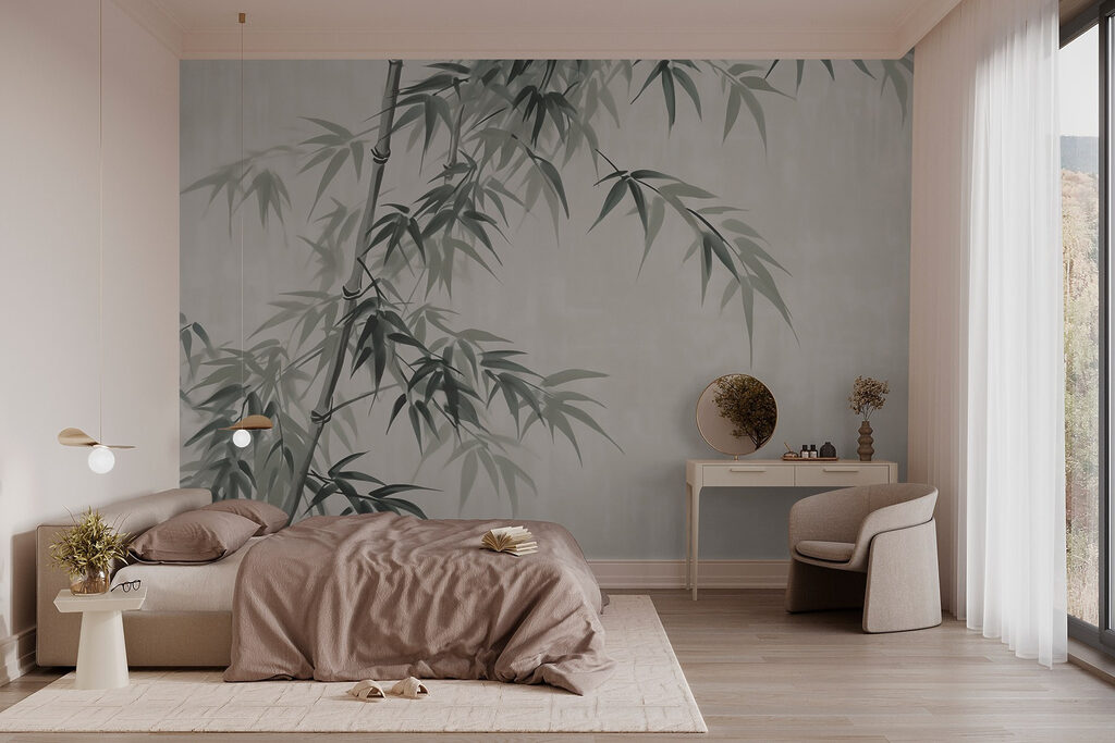 Bamboo with leaves on it