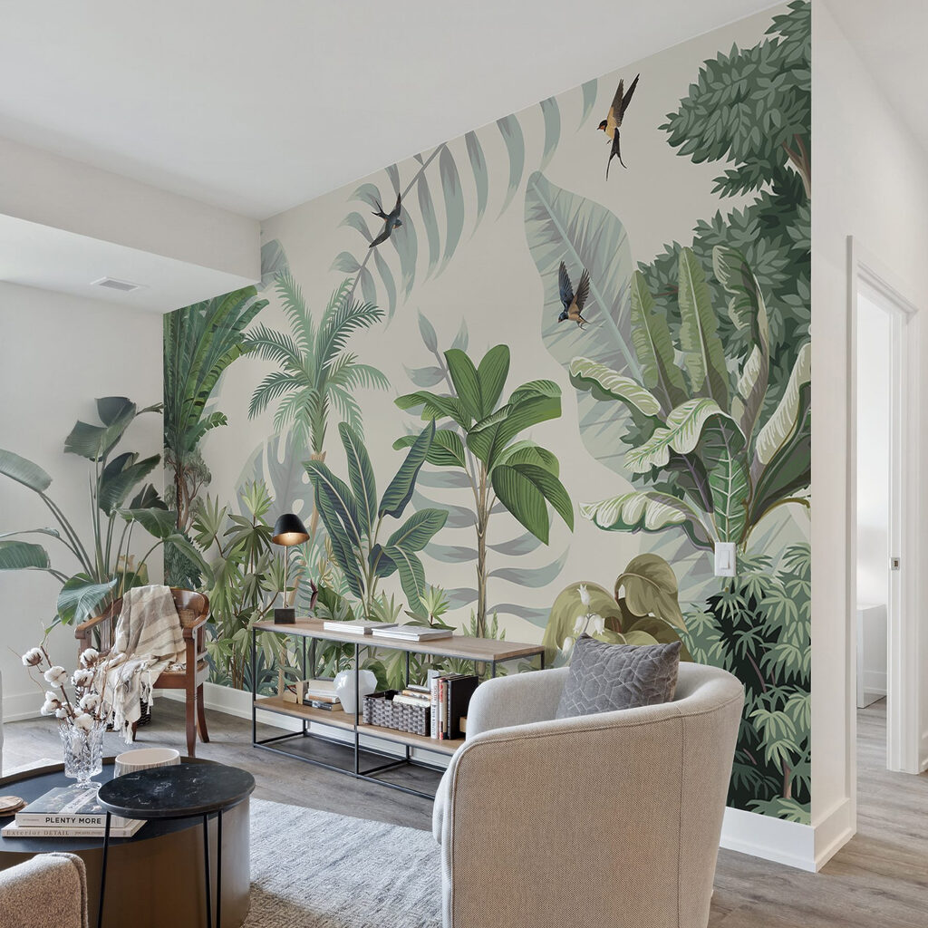 Wallpaper with tropical plants and birds w03252pig5ms 1024x1024 - Wallpaper with tropical plants and birds