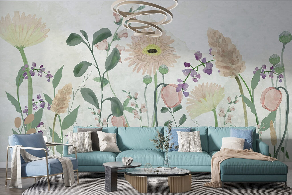 Painting of flowers and leaves Painting of flowers and leaves