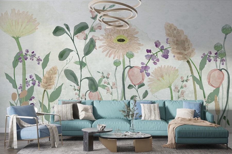 Painting of flowers and leaves