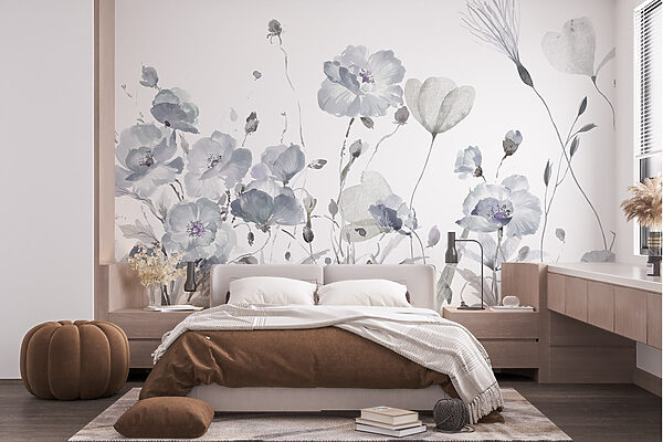 Painting of flowers on a white background Painting of flowers on a white background