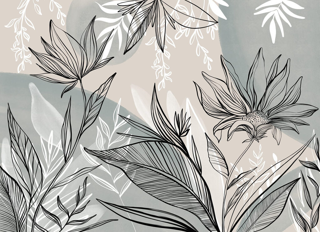 Drawing of flowers and leaves Drawing of flowers and leaves