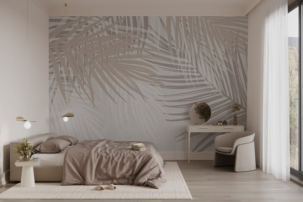 Soft hues of palm leaves intertwine Soft hues of palm leaves intertwine