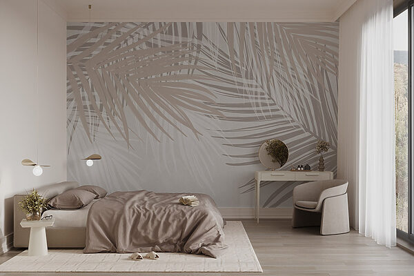 Soft hues of palm leaves intertwine Soft hues of palm leaves intertwine