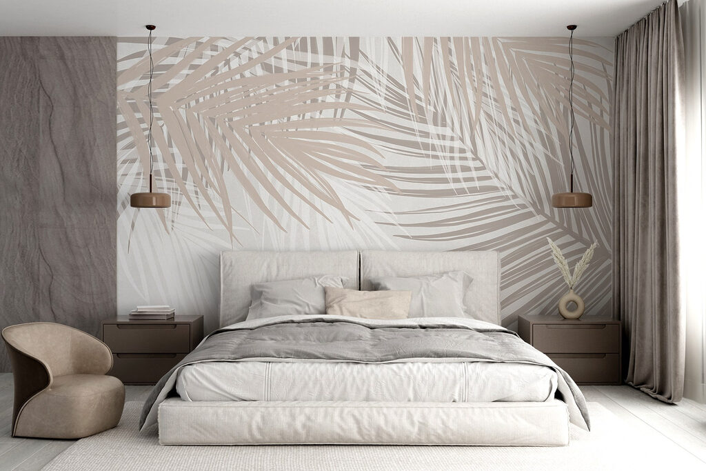 Soft hues of palm leaves intertwine Soft hues of palm leaves intertwine