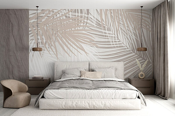 Soft hues of palm leaves intertwine Soft hues of palm leaves intertwine