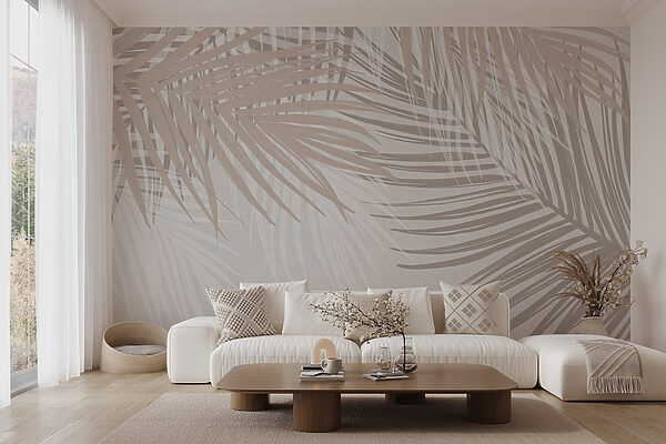 Soft hues of palm leaves intertwine Soft hues of palm leaves intertwine