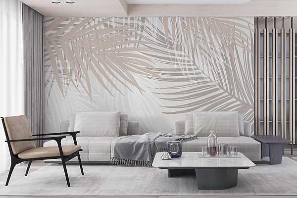 Soft hues of palm leaves intertwine Soft hues of palm leaves intertwine