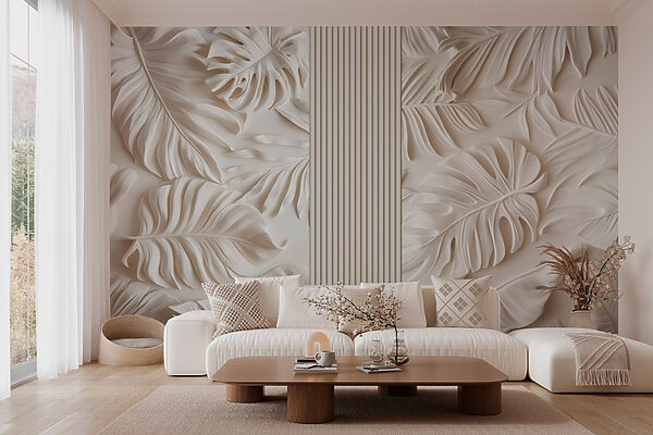 White wall with leaves White wall with leaves