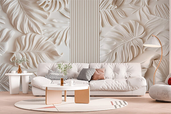 White wall with leaves White wall with leaves