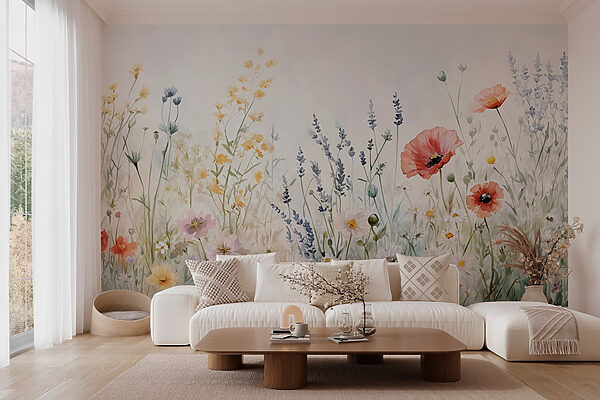 Painting of flowers in a field Painting of flowers in a field